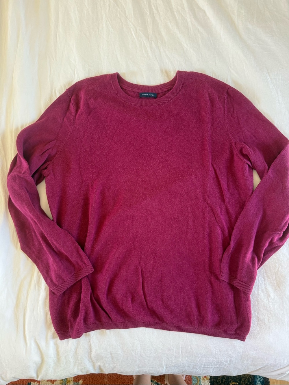 Tommy Hilfiger Crewneck Sweater in Deep Berry
